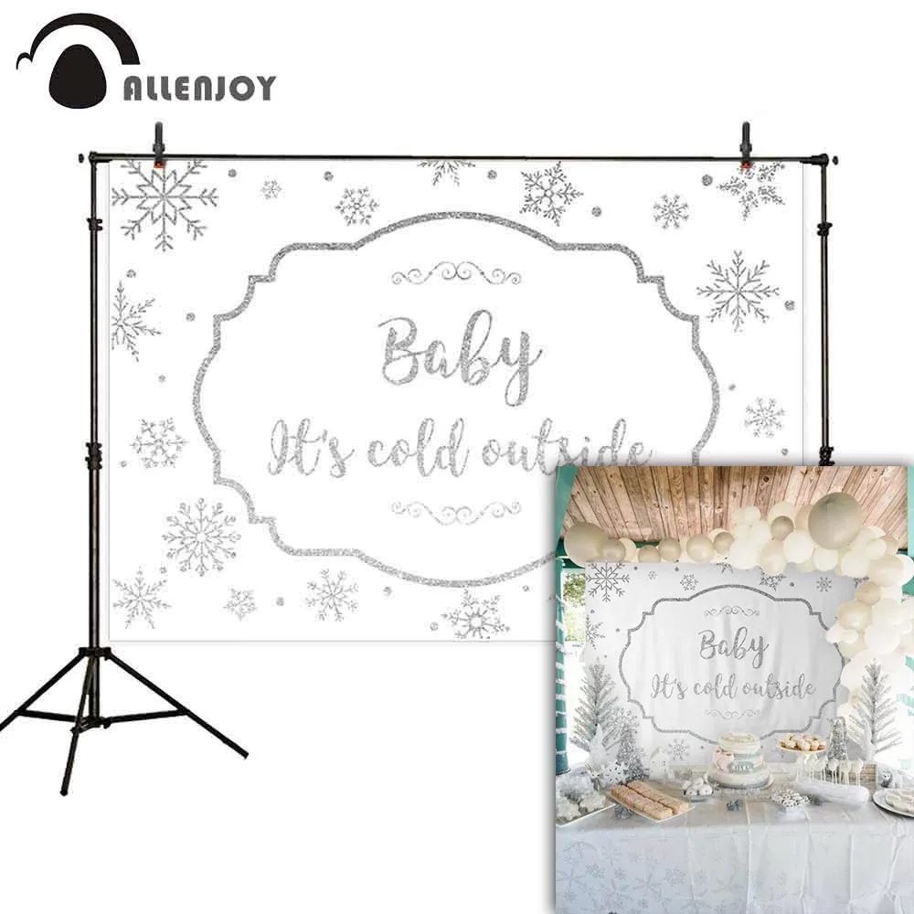 

Allenjoy photo background Baby It's cold outside snowflake winter christmas babyshower party photocall boda studio backdrop