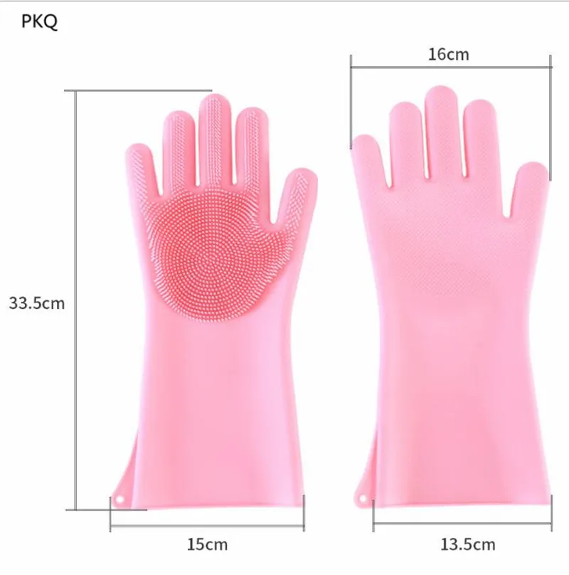 Kitchen Silicone Cleaning Gloves Magic Silicone Dish Washing Gloves For Household Silicone Scrubber Rubber Dishwashing Gloves