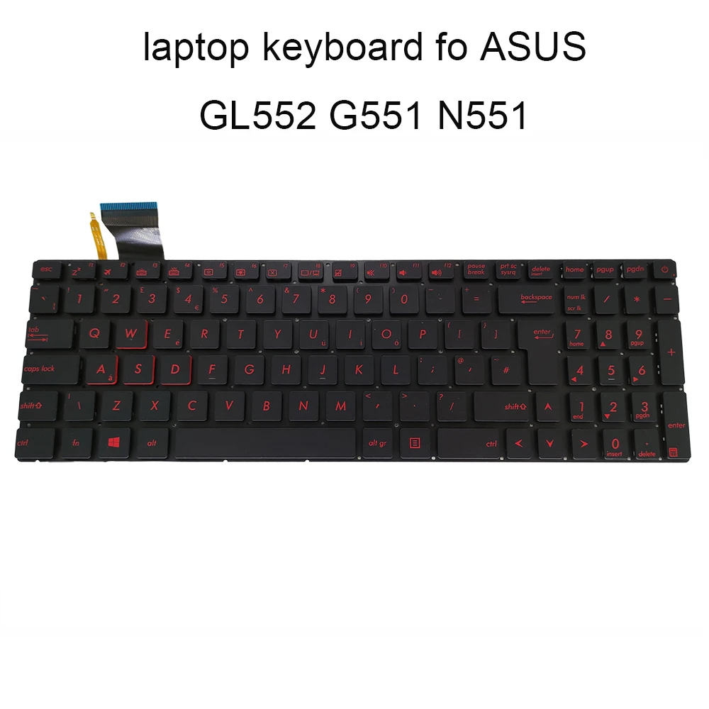 Teclado Sobressalente G551 para Asus Teclado Retroiluminado para Asus Rog N551 uk po Português Preto e Vermelho Teclas 0kn0 Rz1uk11 0knb0 662gpo00 Novo