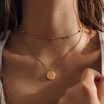 Vintage pendant necklace stainless steel necklace women multi-layer necklace bohemian chain women jewelry choker necklace