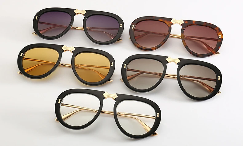 classic pilot Gradient Metal Sunglasses Woman Brand Fashion shades for women Luxury Top Eyewear Black Designer Glasses