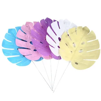 

60P Fake Single Stem Turtle Leaf 19.69" Total Length Simulation Plants For Wedding Flower Accessories Artificial Plant 7 colors