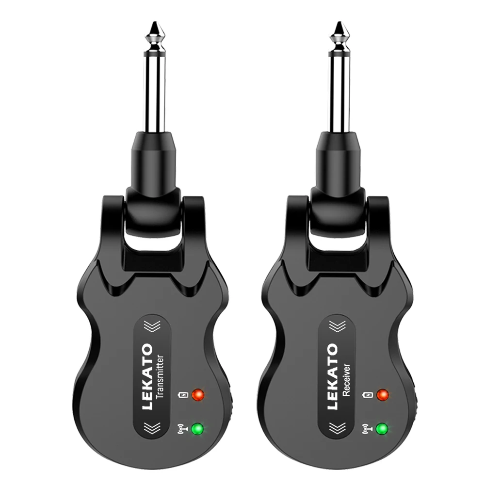 LEKATO 무선 기타 시스템 무선 오디오 전기 WS-50 5.8Ghz 기타 송신기 수신기 4 채널 전송 범위
