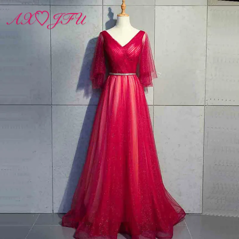 AXJFU роскошное платье принцессы цвета красного вина кружевное блестящее