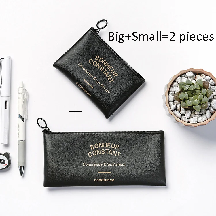 Образец черный чехол карандаш милый из искусственной кожи коробка для ручек и карандашей сумка канцелярские принадлежности подарок школьные принадлежности escolar - Цвет: Big and Small