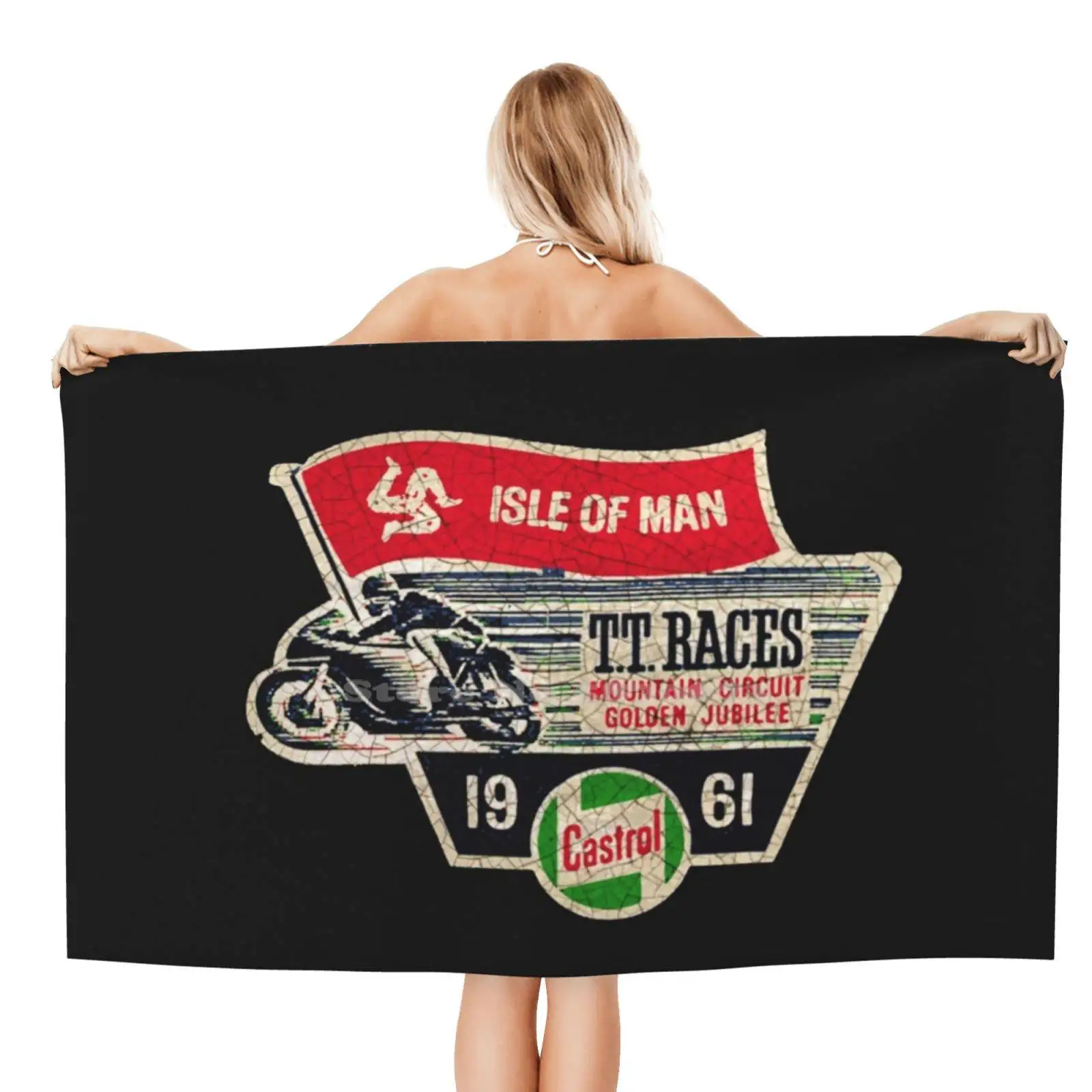 Isle Of Man Tt Races 1961 Pattern Soft Face Asciugamano Home Outdoor Isle Man Tt Races 1961 Matchless Norton Fathers Day Bike Clubs