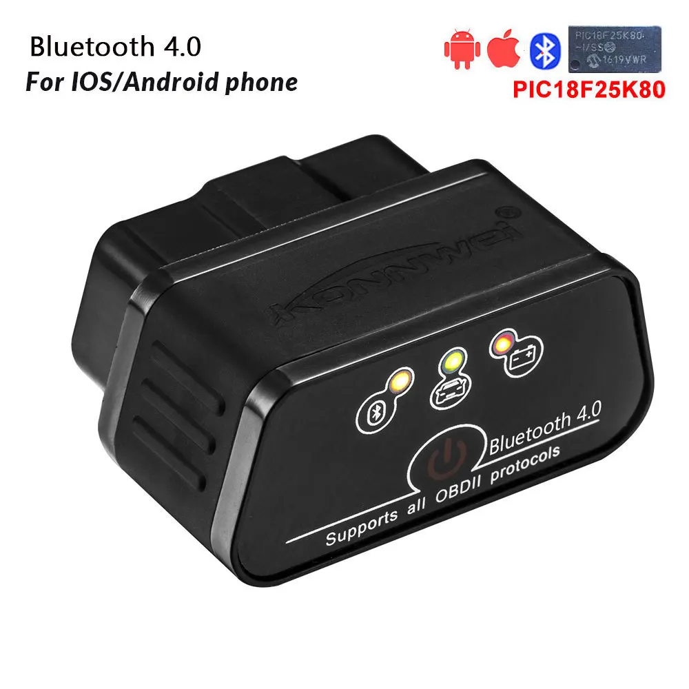Elm327 V1.5 Obd2 Авто диагностический сканер Konnwei Kw903 Bluetooth 3,0/4,0 Elm 327 V1.5 Бортовая Система диагностики 2 код ридер чип Pic18f25k80
