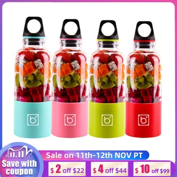 

500ML 4 blade portable blender juicer machine mixer electric mini usb food processor juicer smoothie blender cup maker juice