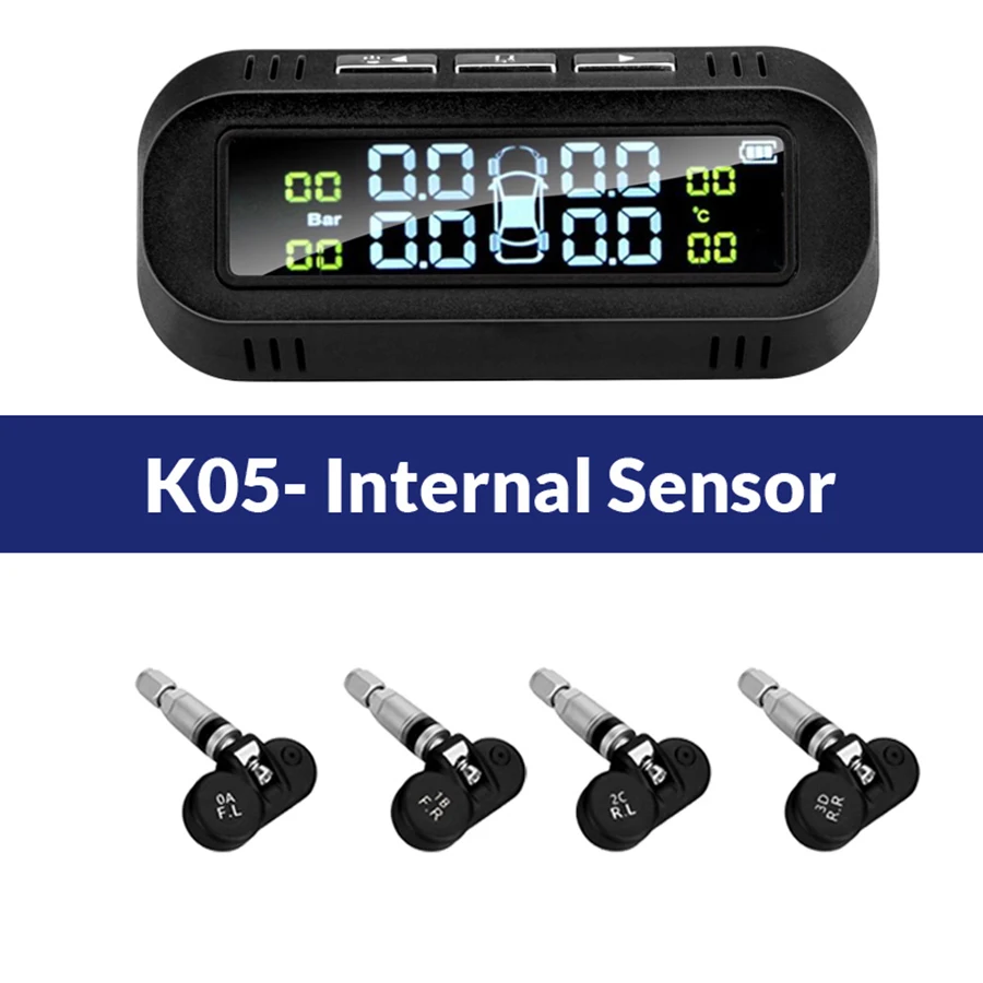 E-ACE солнечной энергии умный автомобиль TPMS система контроля давления в шинах цифровой дисплей Авто Охранная сигнализация s давление в шинах - Тип: K05-Built-in Sensor
