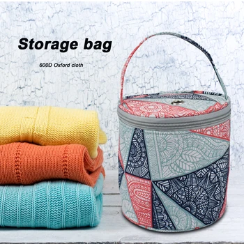 

600D Oxford Cloth Geometric Print Wool DIY Needlework Crochet Hooks Storage Tote Bag Knitting Needles Tool Sewing Thread Yarn