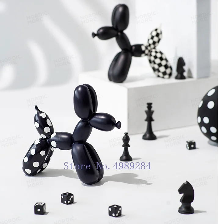 

Creative Nordic Resin balloon dog Plaid Wave point Modern home Decorative ornaments miniature figurines home accessories