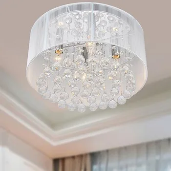 

Modern Concise White Fabric Art Wire Drawing Attract Top Light Crystal Attract Top Light A Living Room A Chandelier