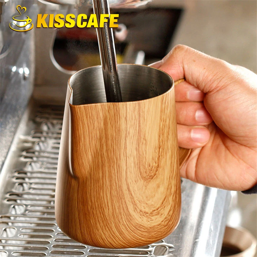 Grain Stainless Steel Frothing Pitcher Pull Flower Cup Espresso Cappuccino Art Jug Milk Frothers Mug Coffee Tools |