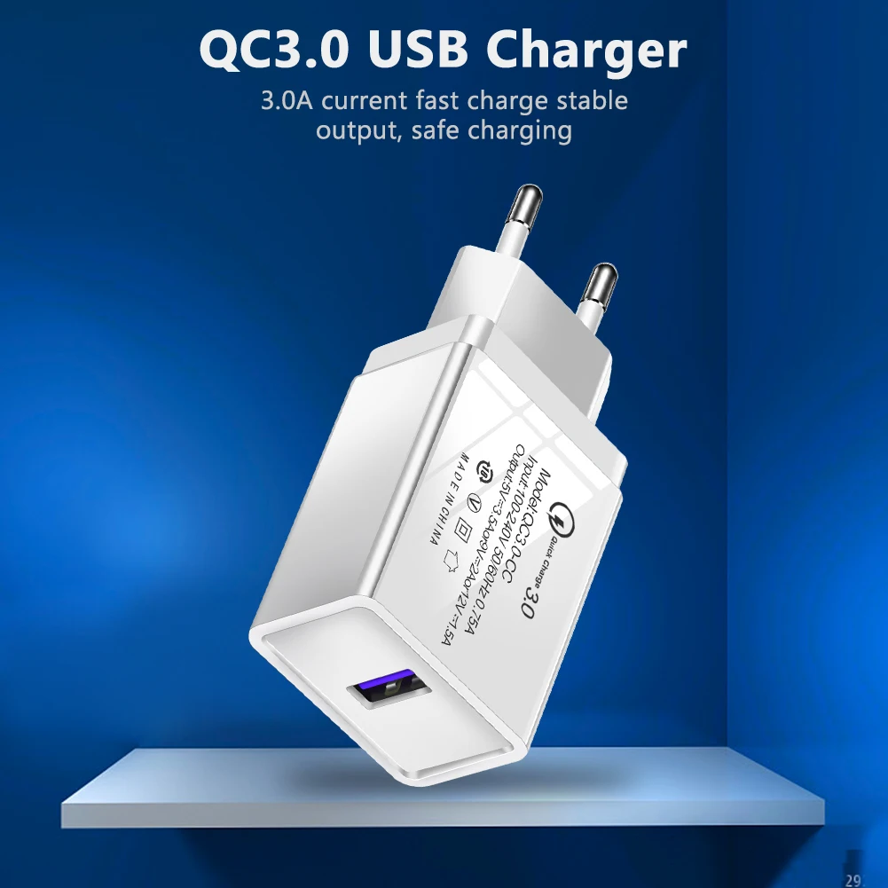 Одно зарядное устройство usb quick charge 3,0 5 V/3.5A 9 V/2A 12 V/1.5A зарядное устройство для телефона+ кабель для зарядки данных для телефонов iphone type c Micro USB