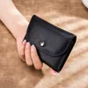 Cartera de cuero genuino para mujer Casual Simple mujer pequeña carteras monedero tarjetero hombres bolsa de dinero con bolsillo con cremallera ► Foto 2/6