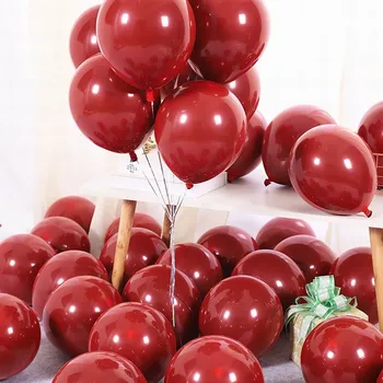 

10pcs 10inch Double Layer Rudy Red Burgundy Latex Balloons Metallic Inflatable Air Balls Wedding Birthday Party Decorations