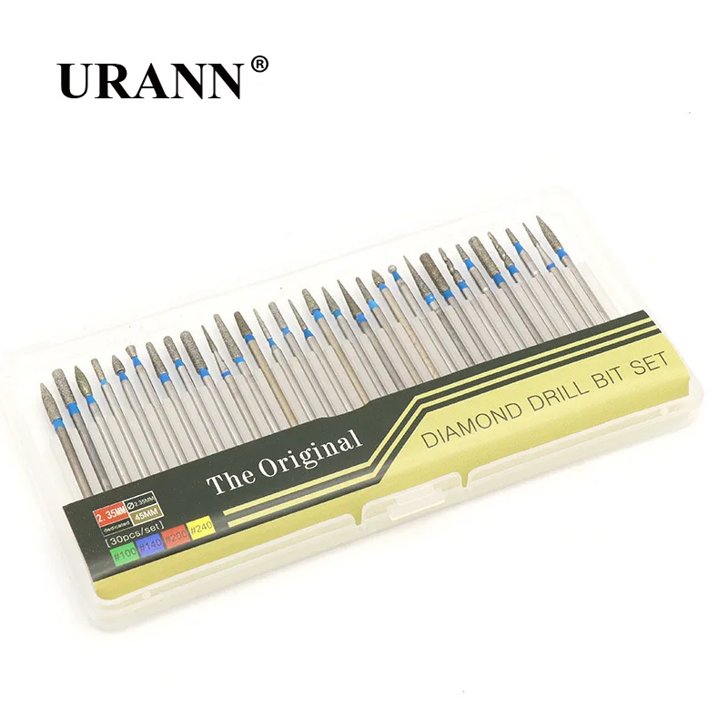 URANN 30 шт./компл. алмазное сверло для ногтей Набор для кутикулы маникюра педикюра набор сверл с бриллиантовой крошкой резак инструмент для очистки