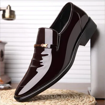 

Oversized spring and summer men's leather shoes business casual formal dress bright leather invisible heightening men's shoes
