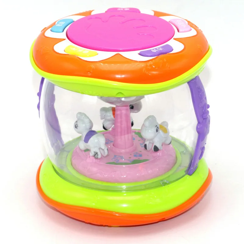 Игрушка Детский Музыкальный барабан история merry-go-круглый Музыкальный барабан мини версия обучающий ручной барабан 3-6-9-12 месяцев