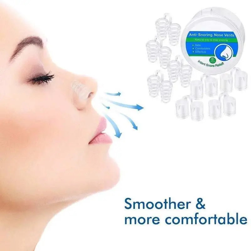 

8Pcs/Box Anti Snoring Breathe Easy Sleep Nose Clip Snore Stopper Aid Nasal Dilators Device Congestion Aid No Strips Cones
