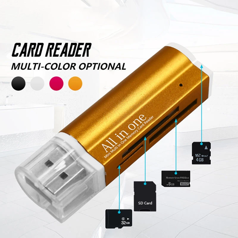 

Free shipping 4 in 1 Micro USB 2.0 Memory Card Reader usb Adapter for Micro SD card TF M2 MMC MS PRO DUO Card Reader