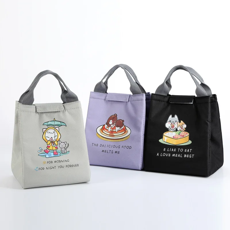 New Lunch Bags Women Portable Functional oxford Stripe Insulated Thermal Food Picnic Kids Cooler Lunch Box Bag Tote