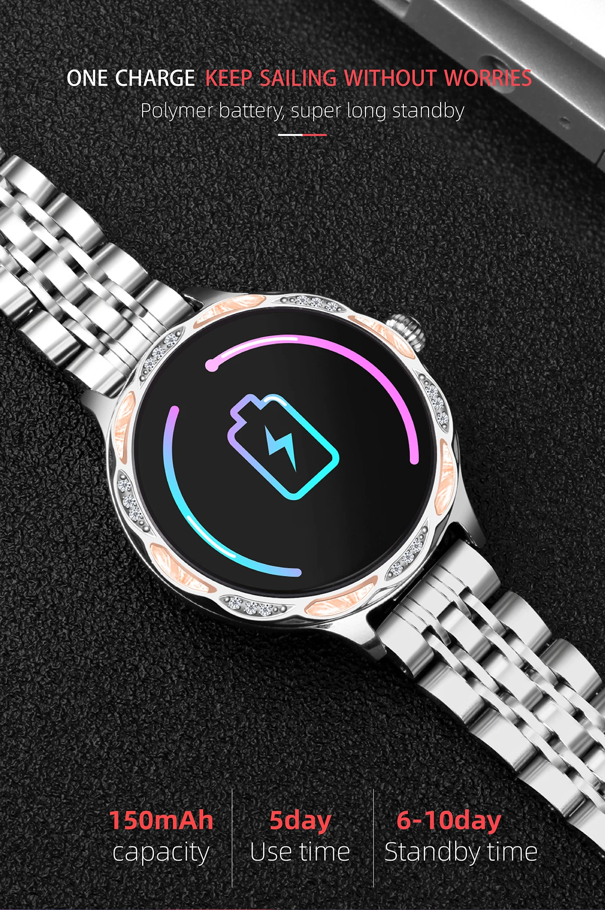 OVISEN M9 Смарт-часы IP68 Водонепроницаемые с бриллиантовым спортивным трекером женские наручные часы напоминание о менструальном цикле для женщин