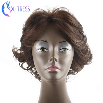 

X-TRESS Fashion Synthetic Wigs Machine Made Wig Short Curly Wig Colored Wigs For Women Heat Resistant Fiber for Daily, Party