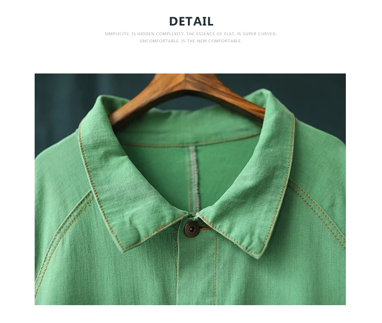 Qi Juan Draw Literature And Art Retro Casual Mid-length Washing Retro Mixed Colors Denim Windbreaker Women's Loose And Plus-size
