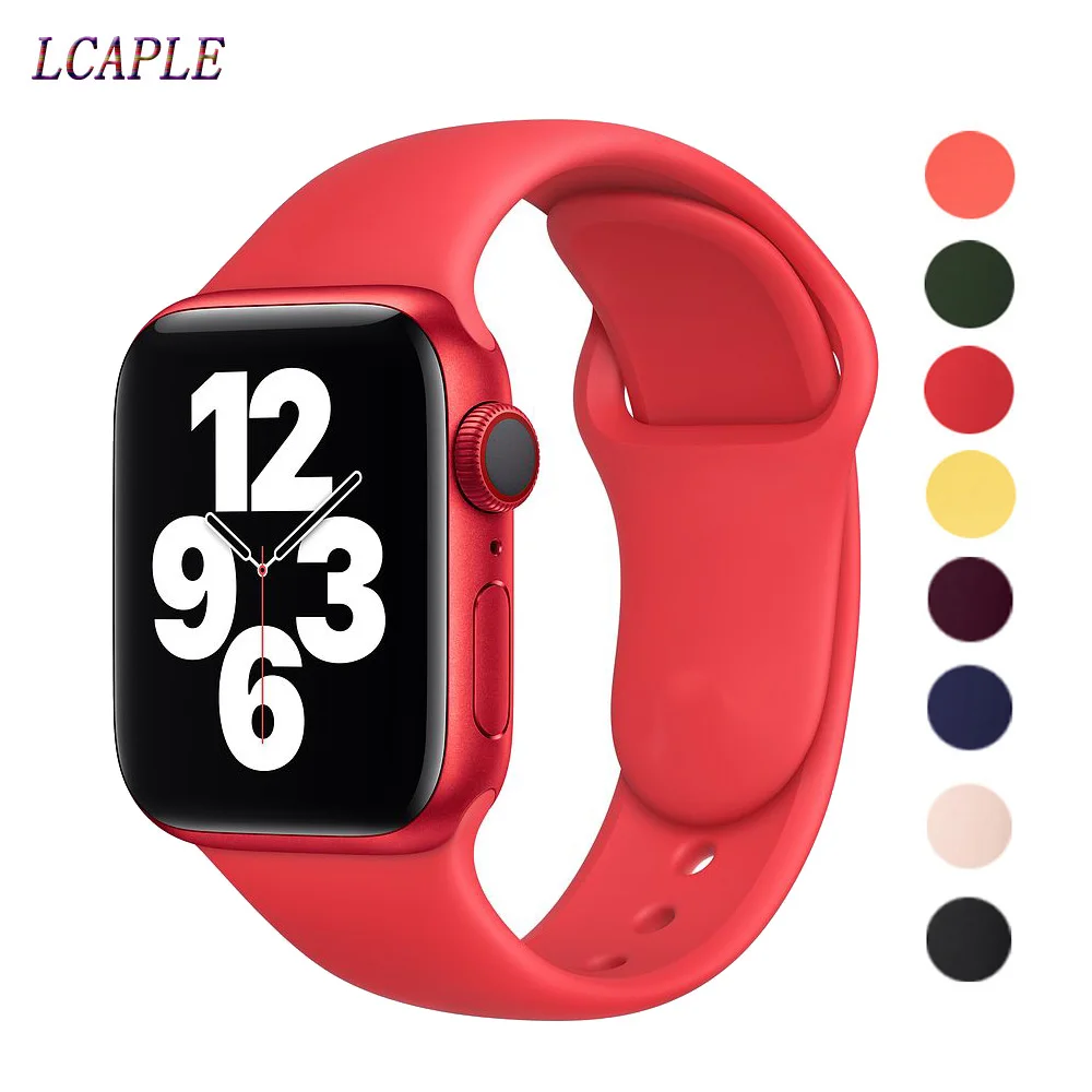

Silicone Strap For Apple Watch band 44mm 40mm iWatch band 42mm 38mm Rubber Sport bracelet correa apple watch series 6 se 5 4 3 2