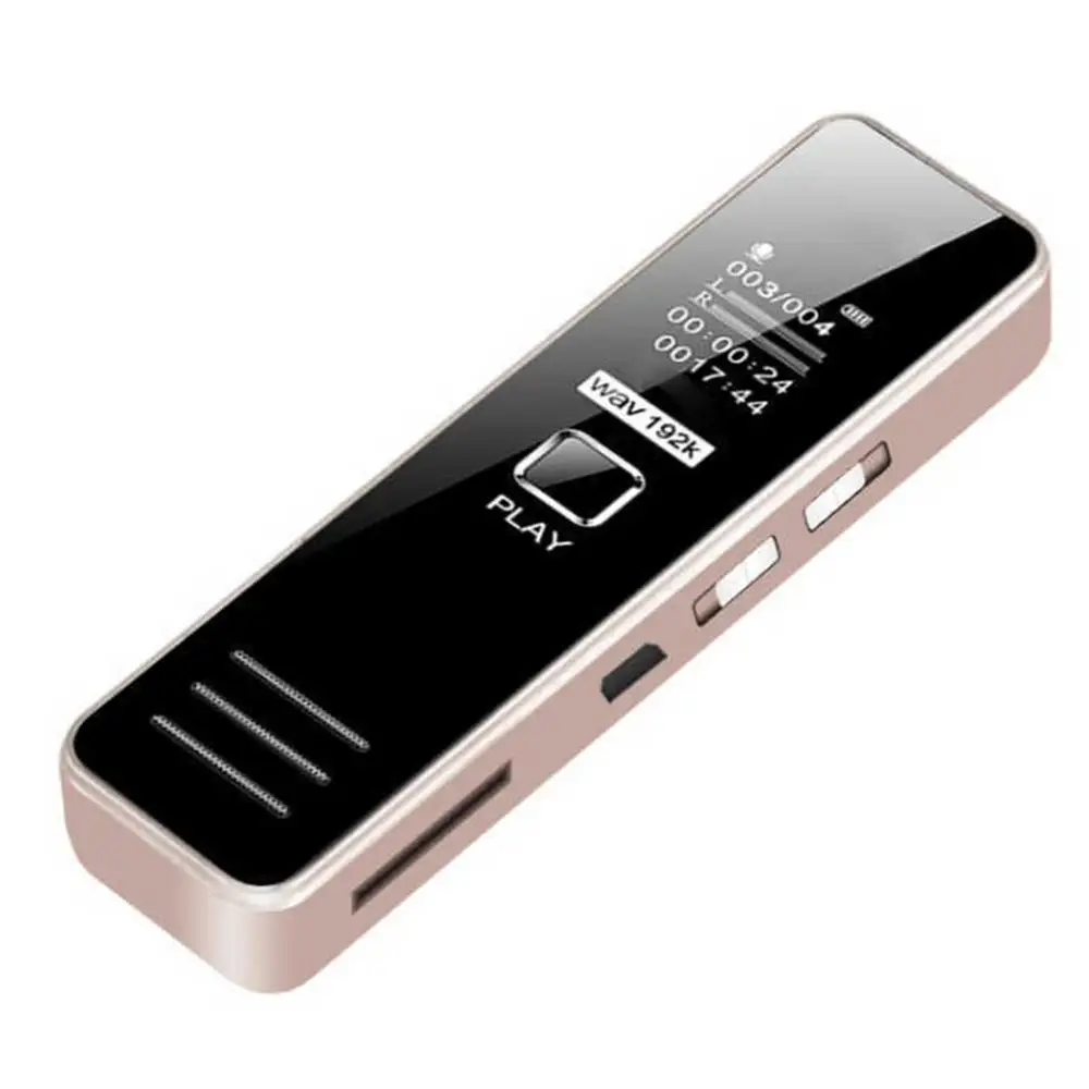 Голосовая активация Мини цифровой звук аудио рекордер Диктофон MP3 плеер воспроизведение музыки профессиональная Голосовая активация - Формат цифровых медиаданных: rose gold