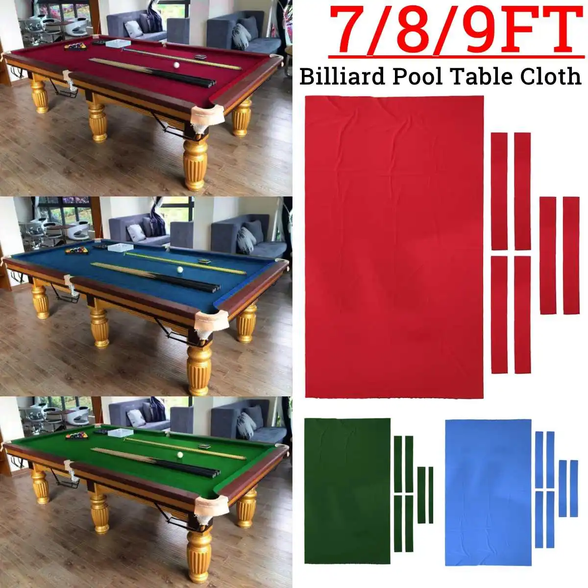 8 ft Wool Blend Billiard Pool Table Cloth Snooker Table Felt Accessory Red 