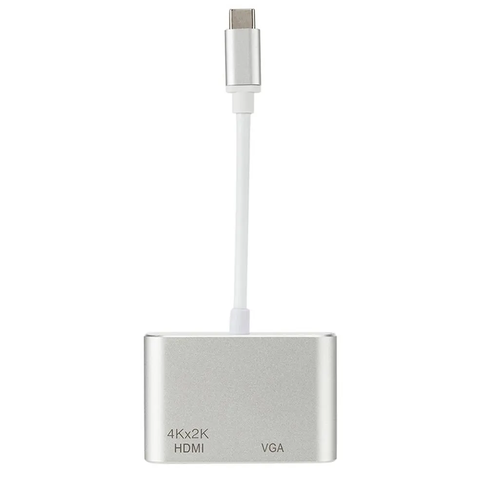 Компактный размер USB-C 3,1 type C к HDMI VGA адаптер для HDTV для проектора для Macbook прочный серебристый