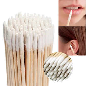 

100pcs Disposable Ultra-small Cotton Swabs Stick Micro Brushes Wooden Cotton Buds Eyelash Extension Glue Removing Makeup Tools