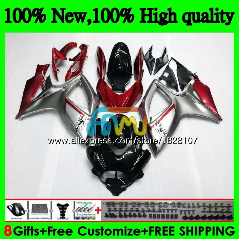600/750CC для SUZUKI GSXR 600 750 CC GSX R750 GSX-R600 06 07 серебро красные 37BS. 25 GSXR600 GSXR-750 K6 GSXR750 2006 2007 обтекатели - Цвет: No. 1