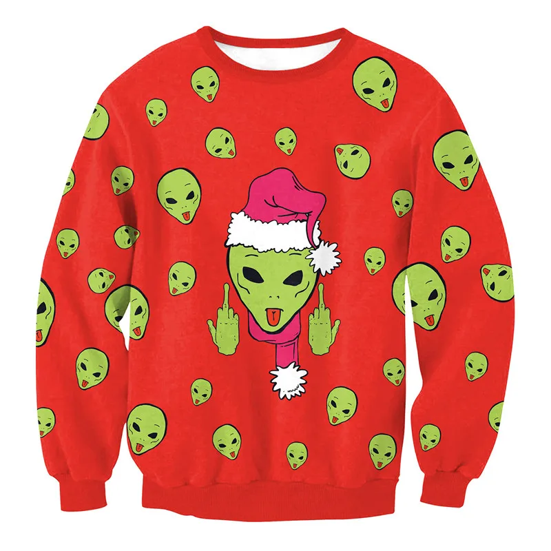 Sweater 11 Унисекс, мужские и женские,, уродливые Рождественские свитера для женщин, с принтом, круглый вырез, свободный женский свитер, Осень-зима, топы, одежда на Рождество, большие размеры - Цвет: Sweater 11