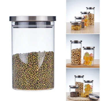 

Food Storage Lead-free Glass Jar Containers and Complements for Kitchen Bottles Sealed Cans with Lid OCT998