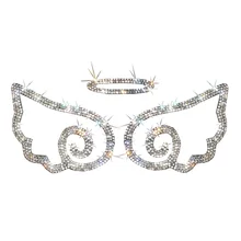 Роскошный Кристалл рулевого колеса автомобиля bling angel наклейки в виде крыльев и наклейки для volkswagen beetles интерьерные аксессуары 2002