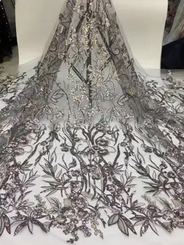 

Elegant Sequins Lace Fabric 2020 Latest French Nigerian Laces Fabrics High Quality Sequins Lace Fabric 5yard/Lot