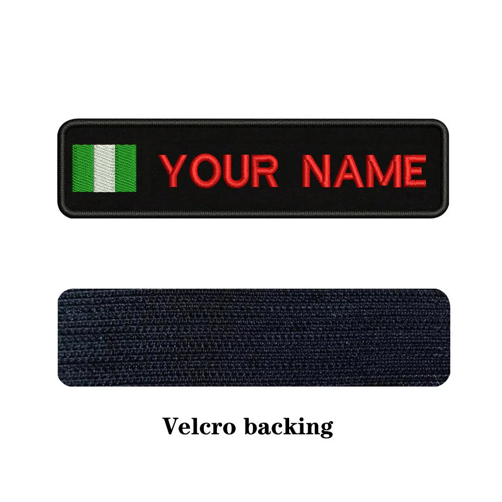 Вышивка на заказ нигерийский флаг имя или заплатка с текстом 10 см* 2,5 см значок Утюг на или липучке Подложка для одежды брюки рюкзак шляпа - Цвет: red-Velcro