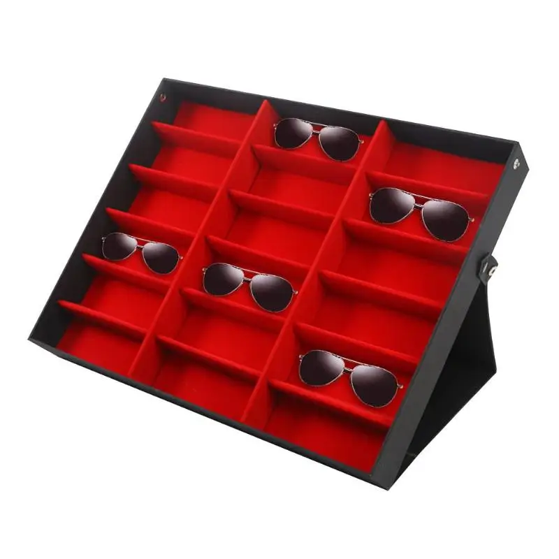 18 сетки солнцезащитные очки ящик для хранения Организатор очки Дисплей чехол подставка держатель очки коробка солнцезащитные очки Чехол