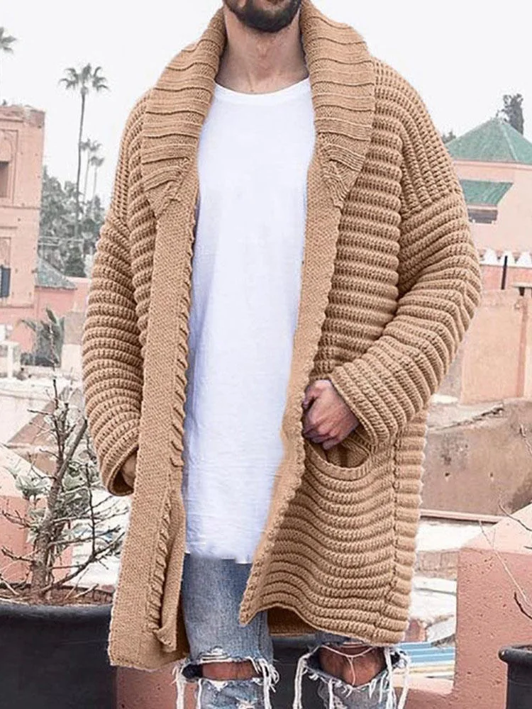 2021 Men's Cardigan Turn Down Collar 