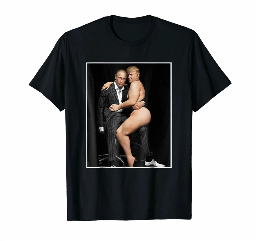 

Putin With Sexy Trump On Desk Funny Anti Trump T-Shirt Free Style Tee Shirt