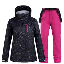 Special Price New Women?s Ski Suit Thermal Ski Jacket Pants Set Windproof Waterproof Snowboarding Jacket Winter Female Skiing Suits Snow Coat