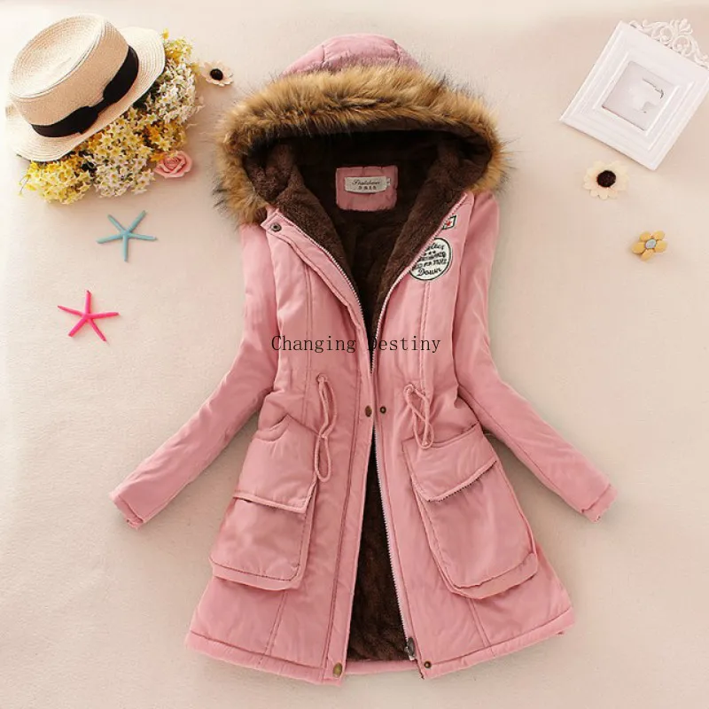 S-3XL Women's Winter Coat Women Fashion Hooded Fur Collar Waist Plus Velvet Thick Warm Long Cotton Clothes | Женская одежда