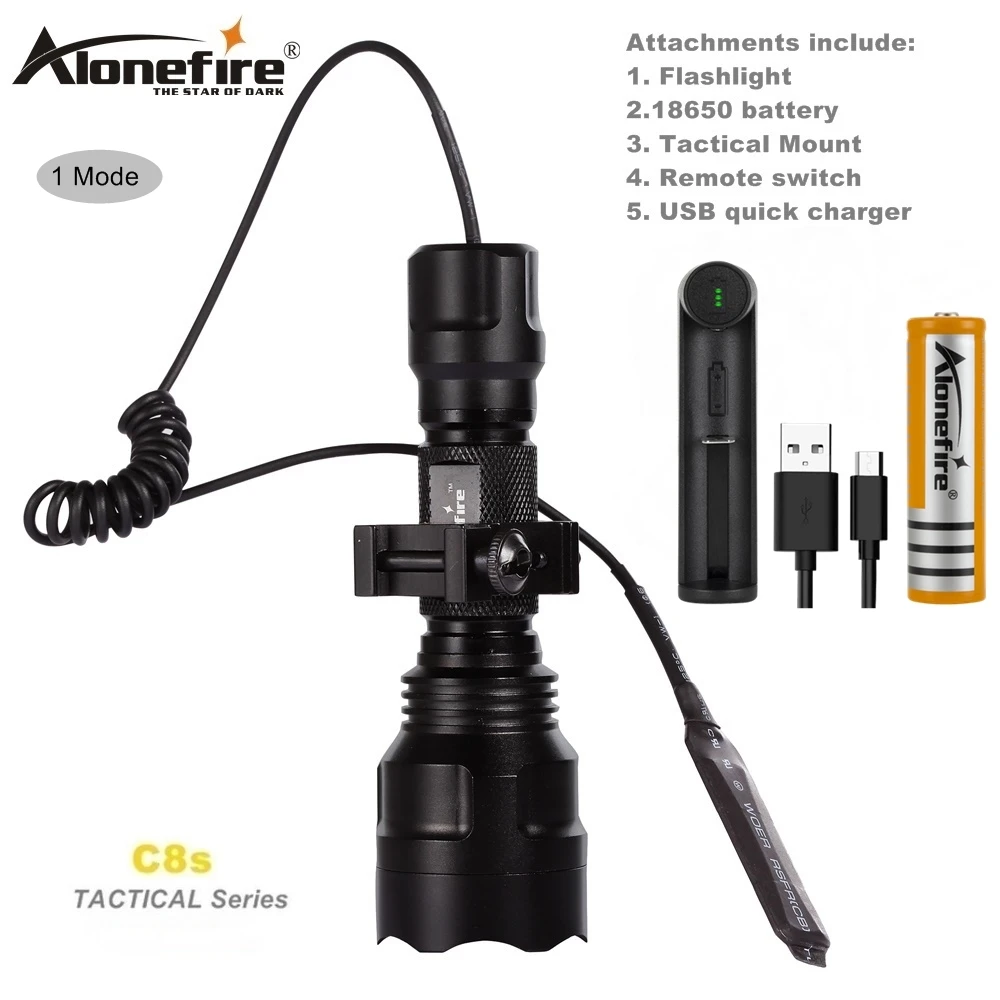 C8L2-1 25DK-C AloneFire Тактический светильник C8 CREE XM-L2 U3 светодиодный фонарь страйкбол прицел ружья светильник 18650 перезаряжаемая батарея - Цвет: C8L2-1 25DK-C