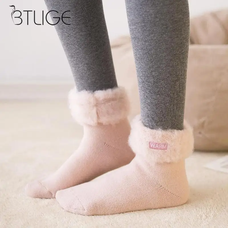 Женские зимние утолщенные теплые носки Мягкие Удобные однотонные шерстяные кашемировые носки для сна