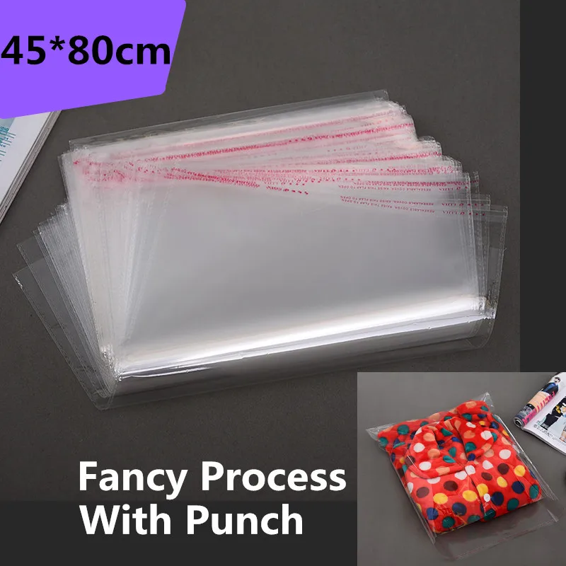 

100pcs 45*80cm Clear Transparent Self Adhesive Resealable Opp Poly Cellophane Clothing Quilt Blanket Bags Packing Plastic Bag