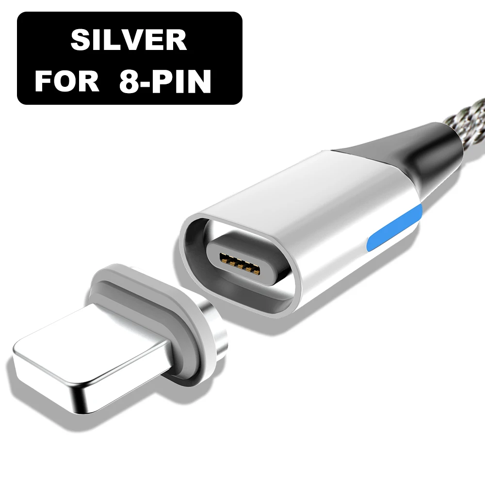 Silver For iphone Vanniso 1 м 2 м 3A провод для быстрого заряда тип-c Магнитный кабель для зарядки телефона для iphone xiaomi Android мобильный телефон Магнитный USB кабель - Цвет: Silver For iphone