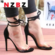 

2022 Fashion Ankle Strap Transparent Round Head Open Toe Sandals Outdoor Sexy Party Stiletto Summer Comfortable Women's Sandals